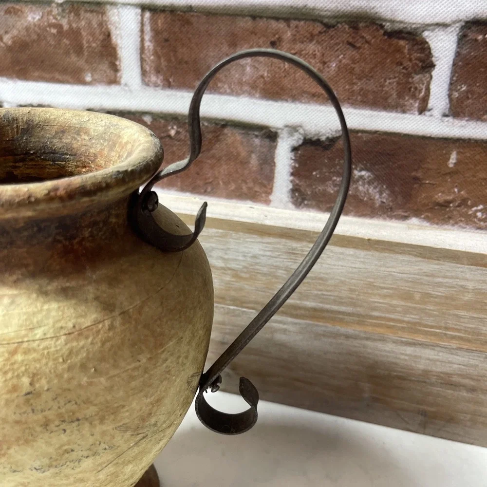 Antique Terracotta Single Metal Handle  Vase Jug
